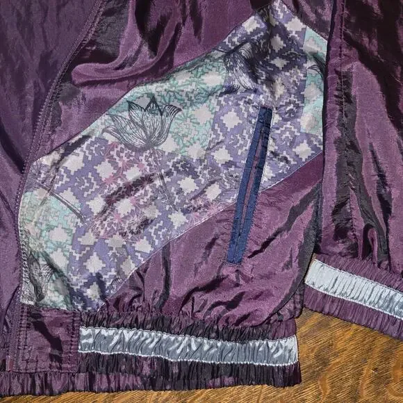 Vintage 80s 90s Energy Zone Windbreaker Jacket Purple Silver Floral Geometric XL - Picture 6 of 6